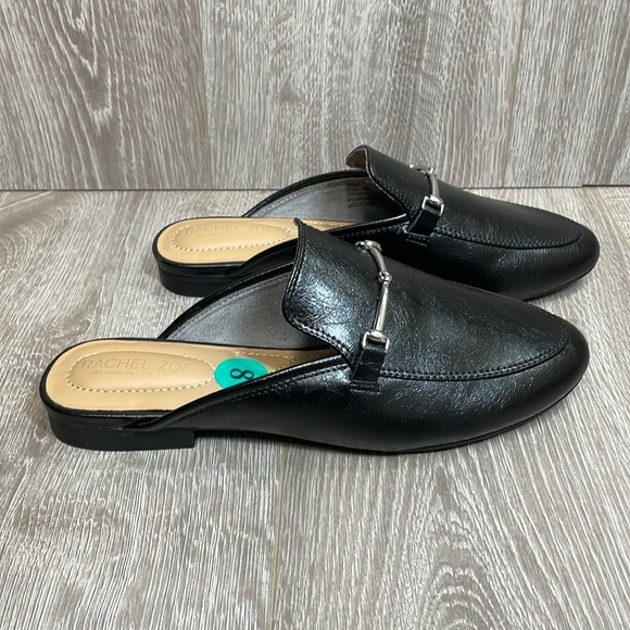 NWOT Rachel Zoe Alani Black Almond Toe Slip On Mule Loafer Silver Toe Accent 8 - Picture 4 of 16